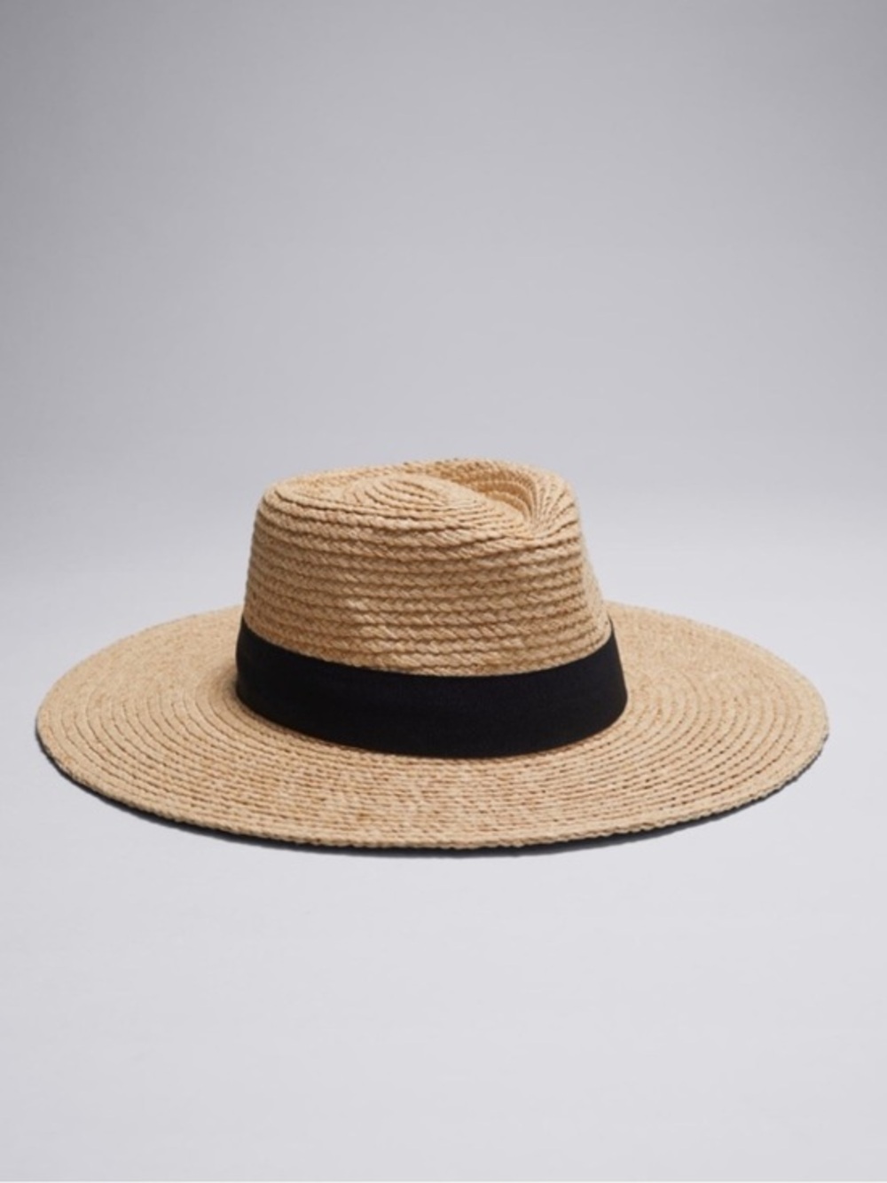 & Other Stories Natural Straw Hat with Black Band Fedora Medium NEW